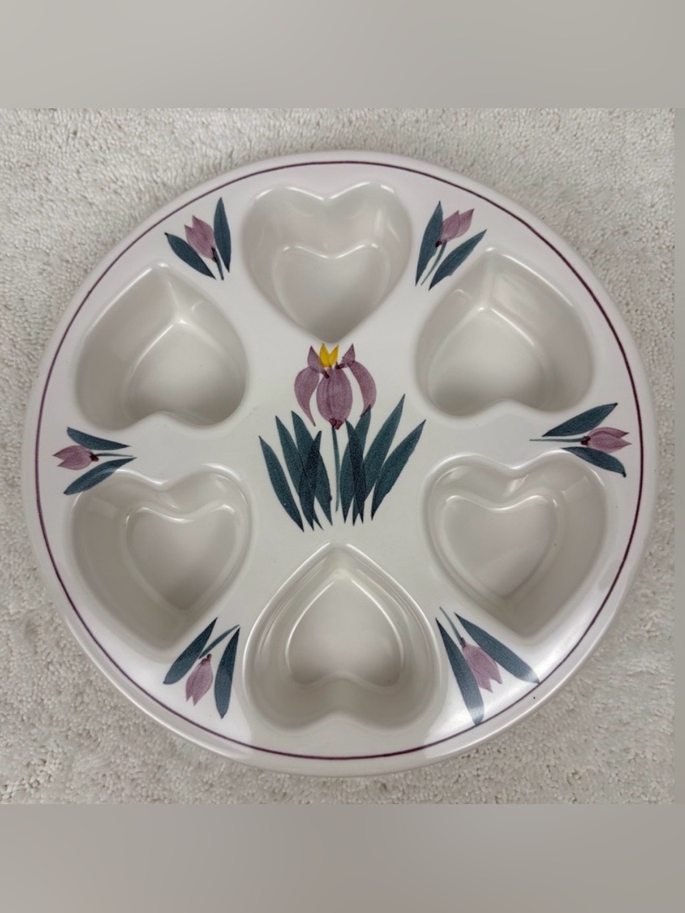 Clay Design Heart Floral Stoneware Baking Dish From 1990-Preowned, EUC